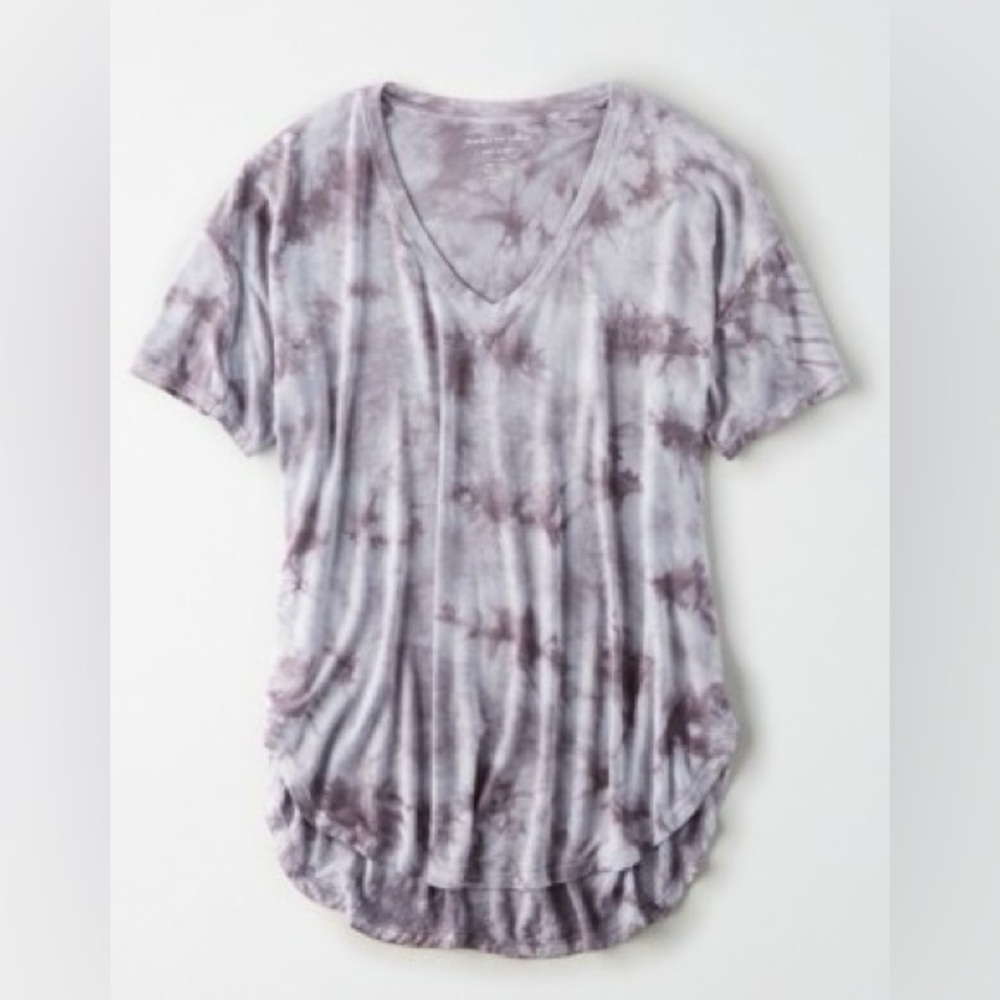 AE Grey Tie-Dye Soft & Sexy V-Neck T-Shirt